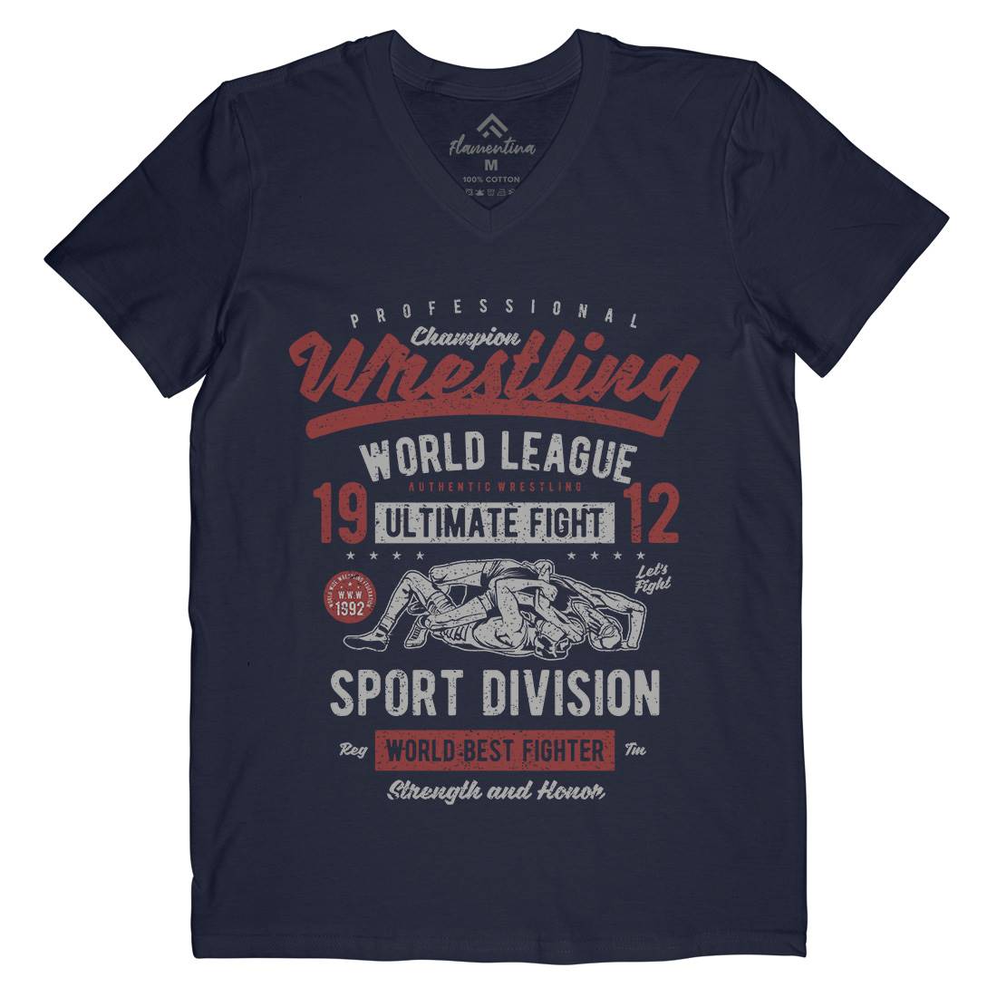 Wrestling Mens Organic V-Neck T-Shirt Sport A798