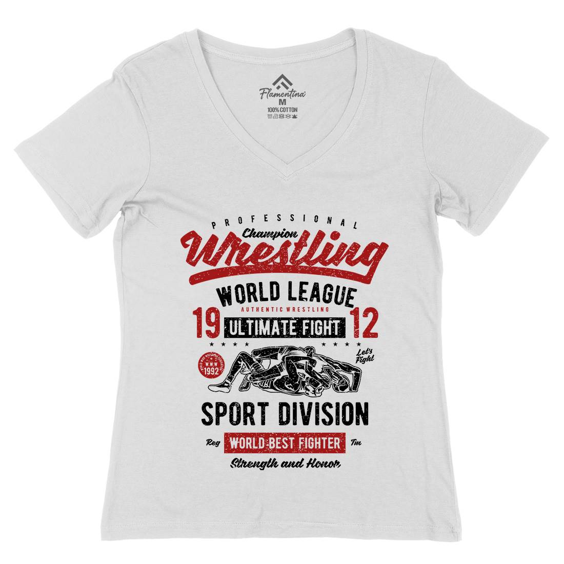 Wrestling Womens Organic V-Neck T-Shirt Sport A798