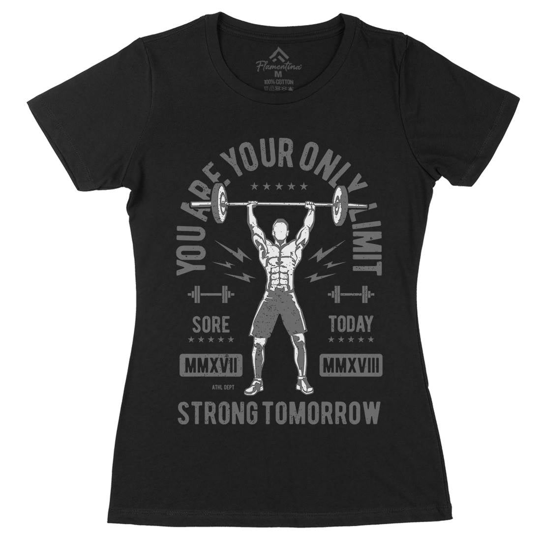You Are Your Only Limit Womens Organic Crew Neck T-Shirt Gym A799