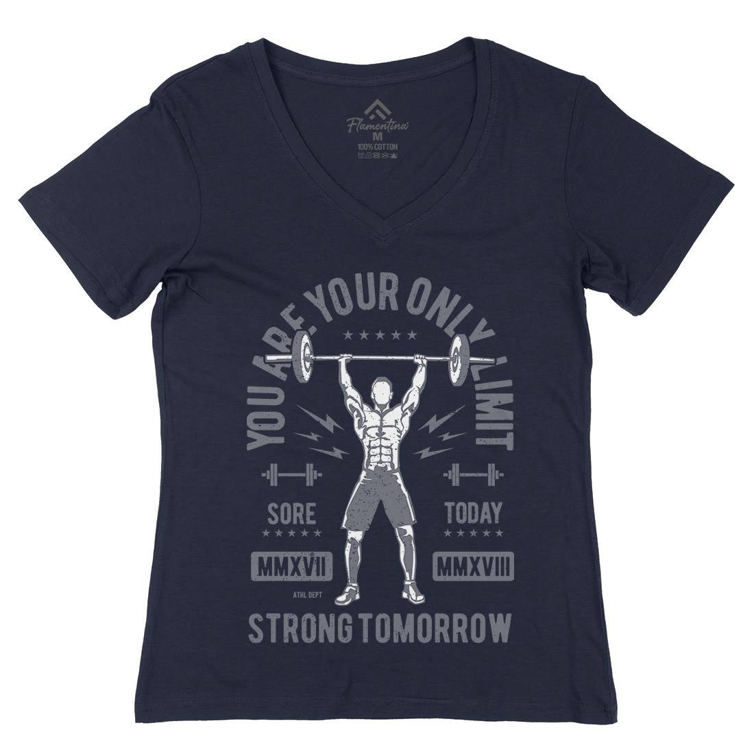 You Are Your Only Limit Womens Organic V-Neck T-Shirt Gym A799
