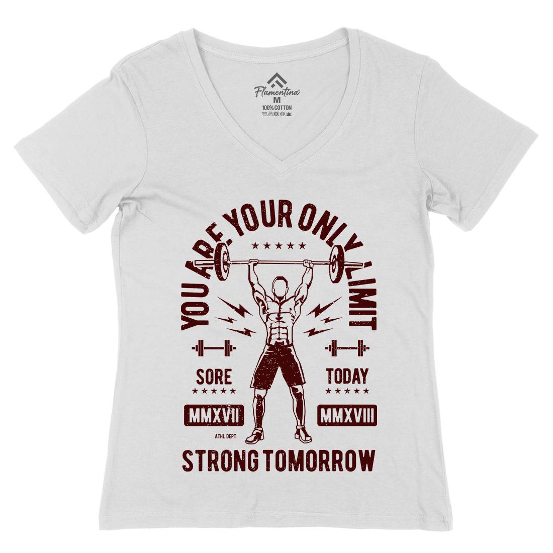You Are Your Only Limit Womens Organic V-Neck T-Shirt Gym A799