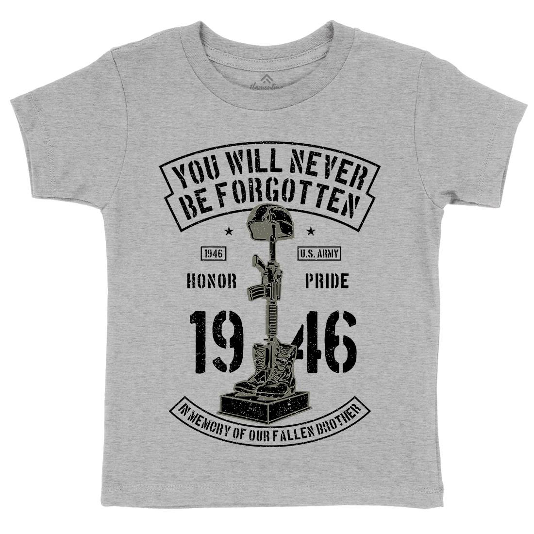 You Will Never Be Forgotten Kids Organic Crew Neck T-Shirt Army A800