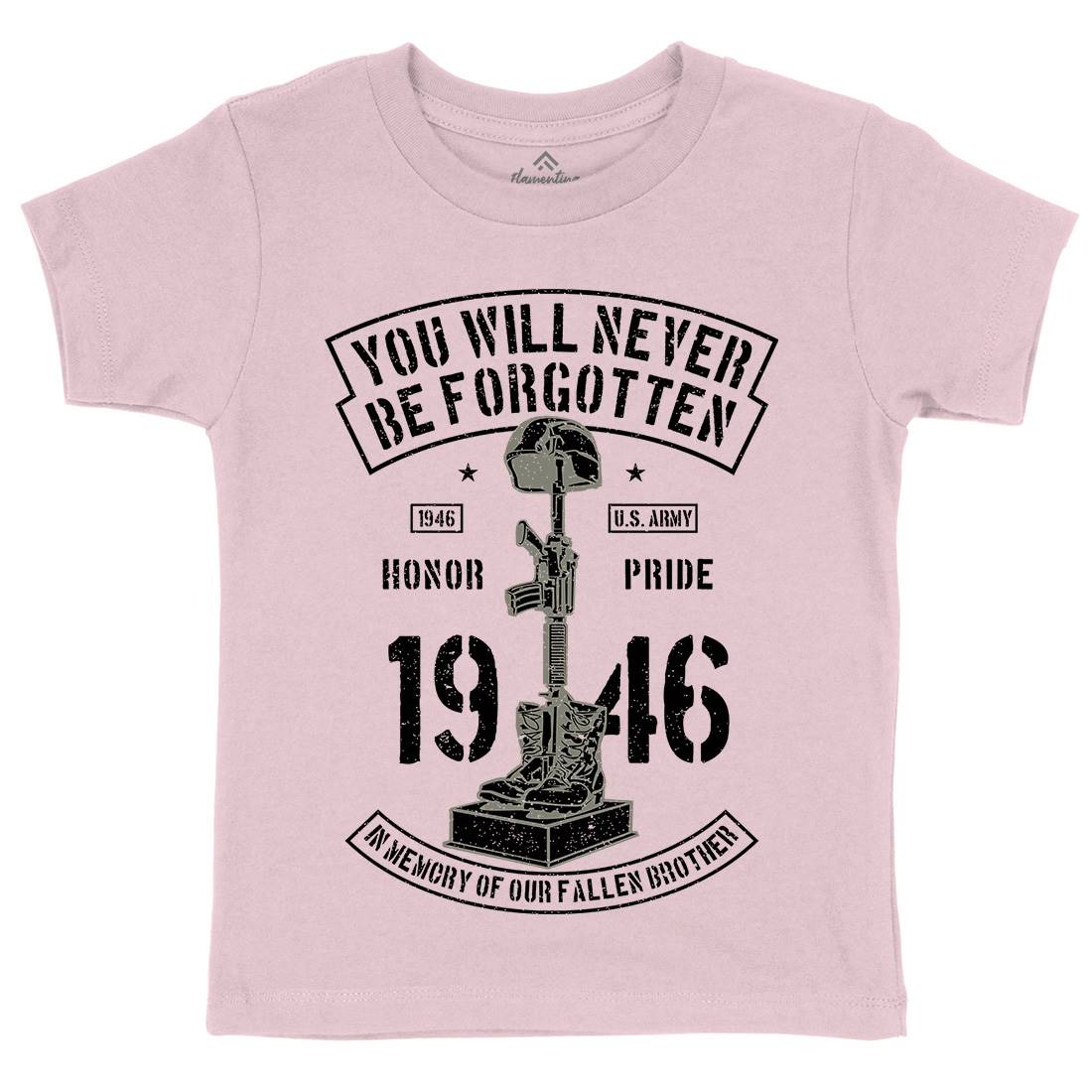 You Will Never Be Forgotten Kids Crew Neck T-Shirt Army A800