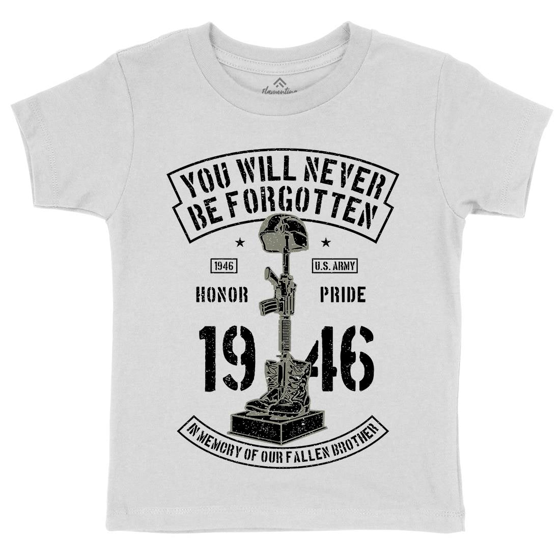 You Will Never Be Forgotten Kids Organic Crew Neck T-Shirt Army A800