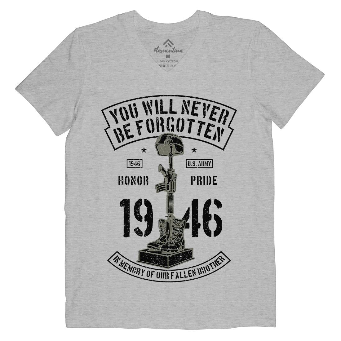 You Will Never Be Forgotten Mens V-Neck T-Shirt Army A800