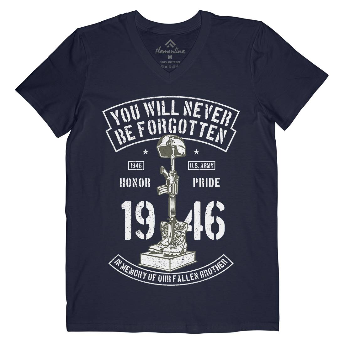 You Will Never Be Forgotten Mens V-Neck T-Shirt Army A800
