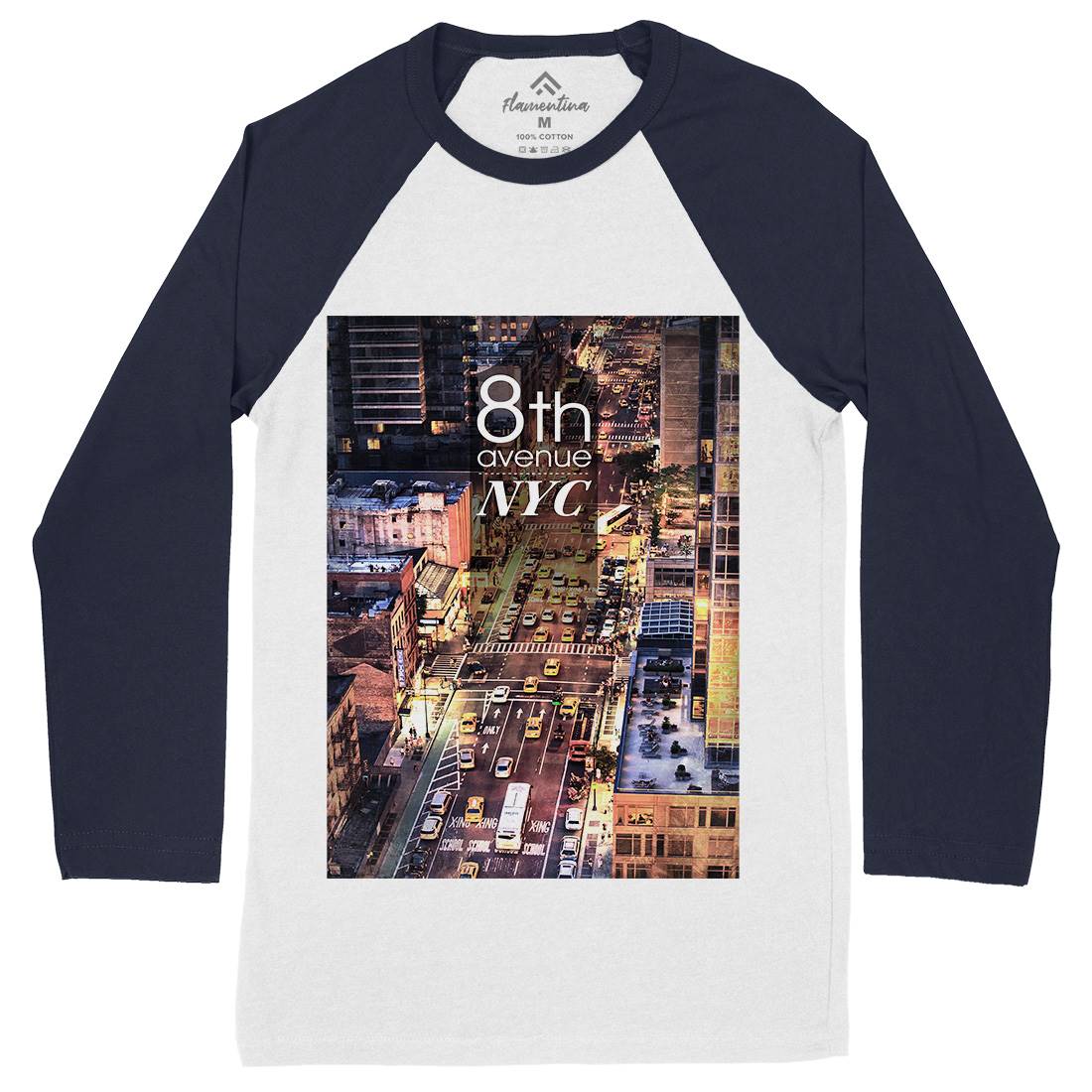 8Th Avenue Nyc Mens Long Sleeve Baseball T-Shirt Art A801