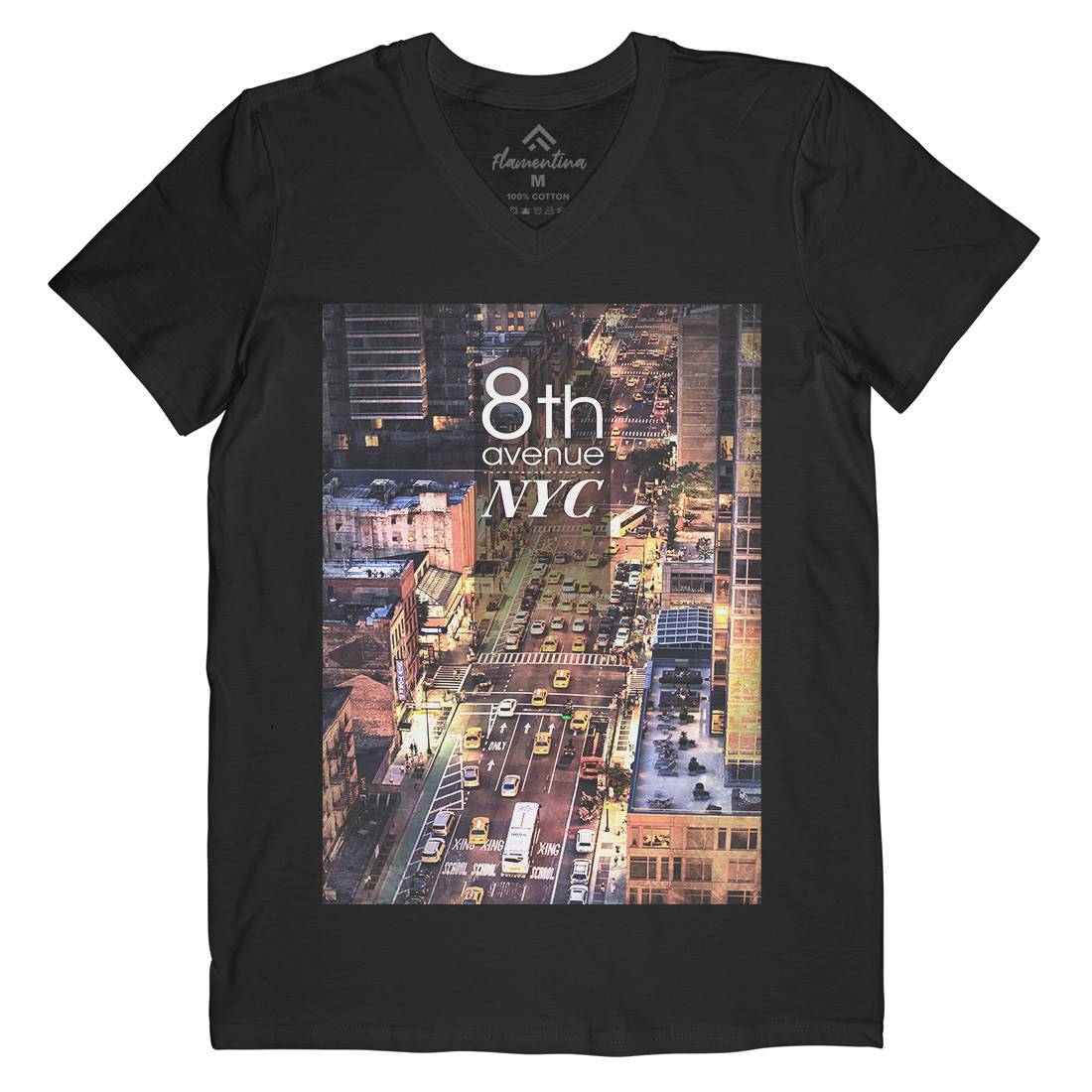 8Th Avenue Nyc Mens Organic V-Neck T-Shirt Art A801