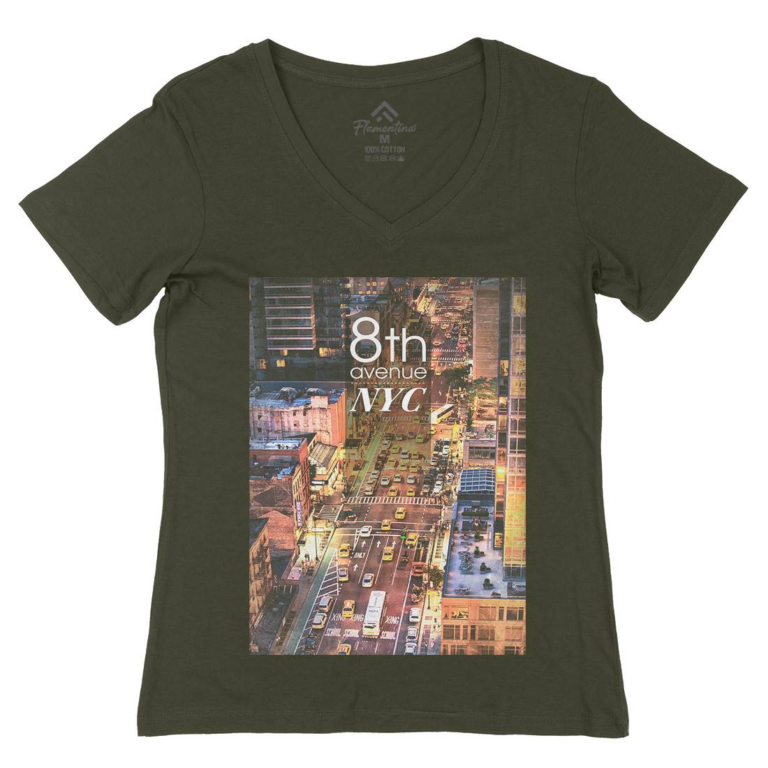 8Th Avenue Nyc Womens Organic V-Neck T-Shirt Art A801