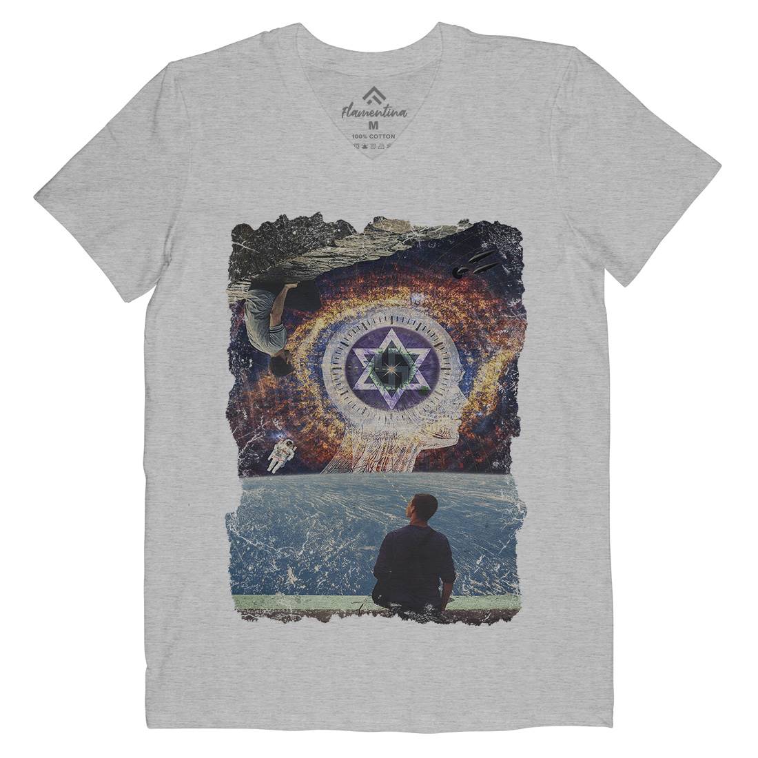 Adam Kadmon Mens V-Neck T-Shirt Space A803