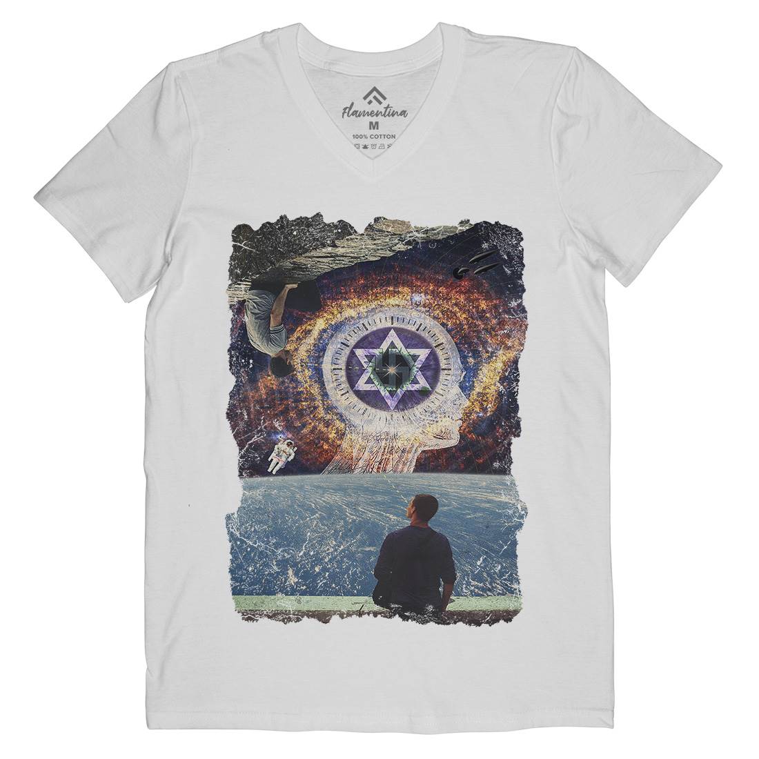 Adam Kadmon Mens Organic V-Neck T-Shirt Space A803