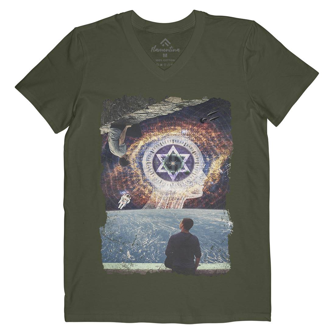 Adam Kadmon Mens Organic V-Neck T-Shirt Space A803
