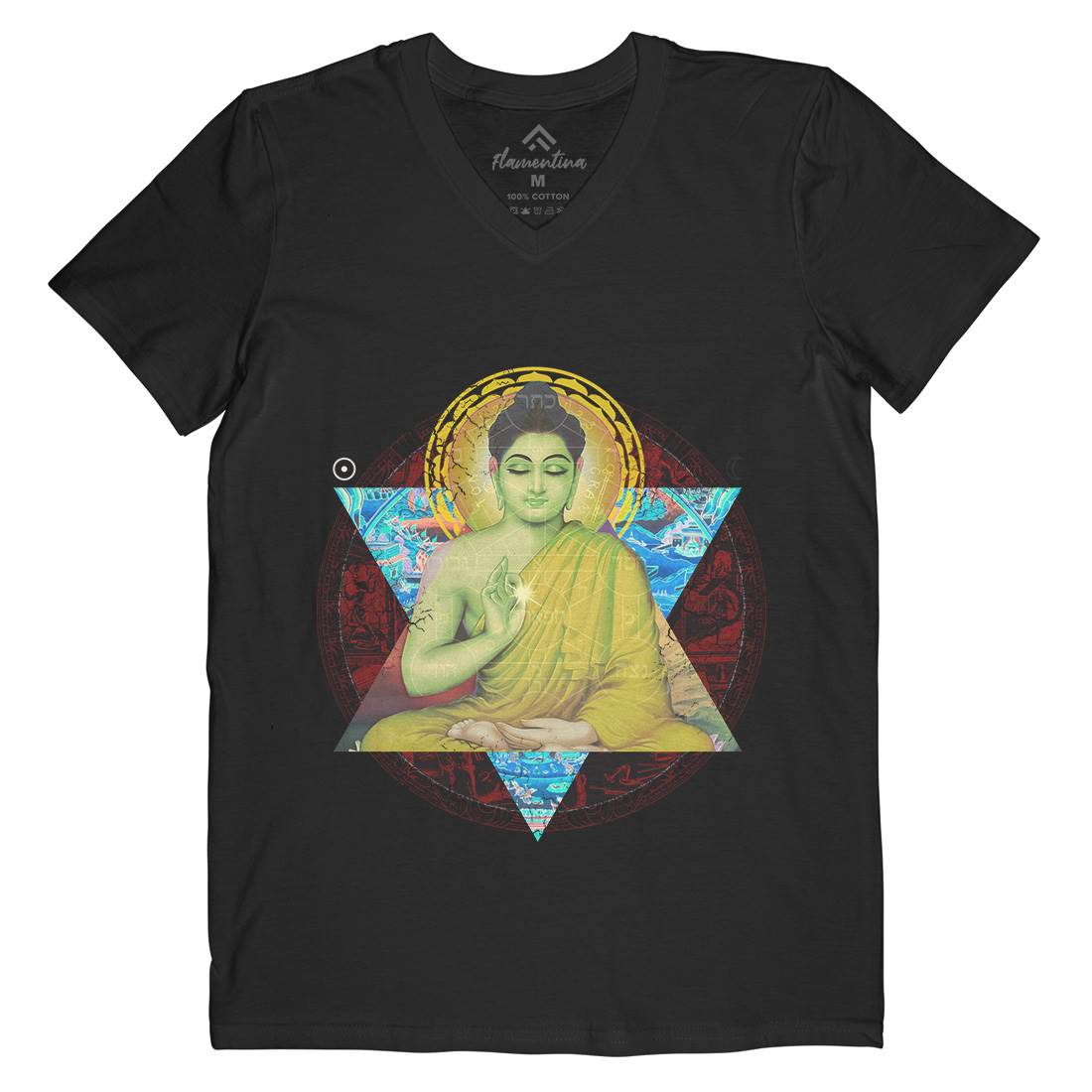 Buddhadharma Mens Organic V-Neck T-Shirt Illuminati A812