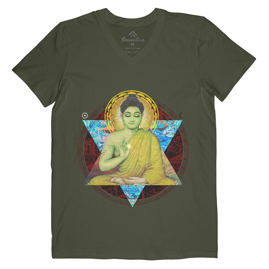 Buddhadharma Mens Organic V-Neck T-Shirt Illuminati A812