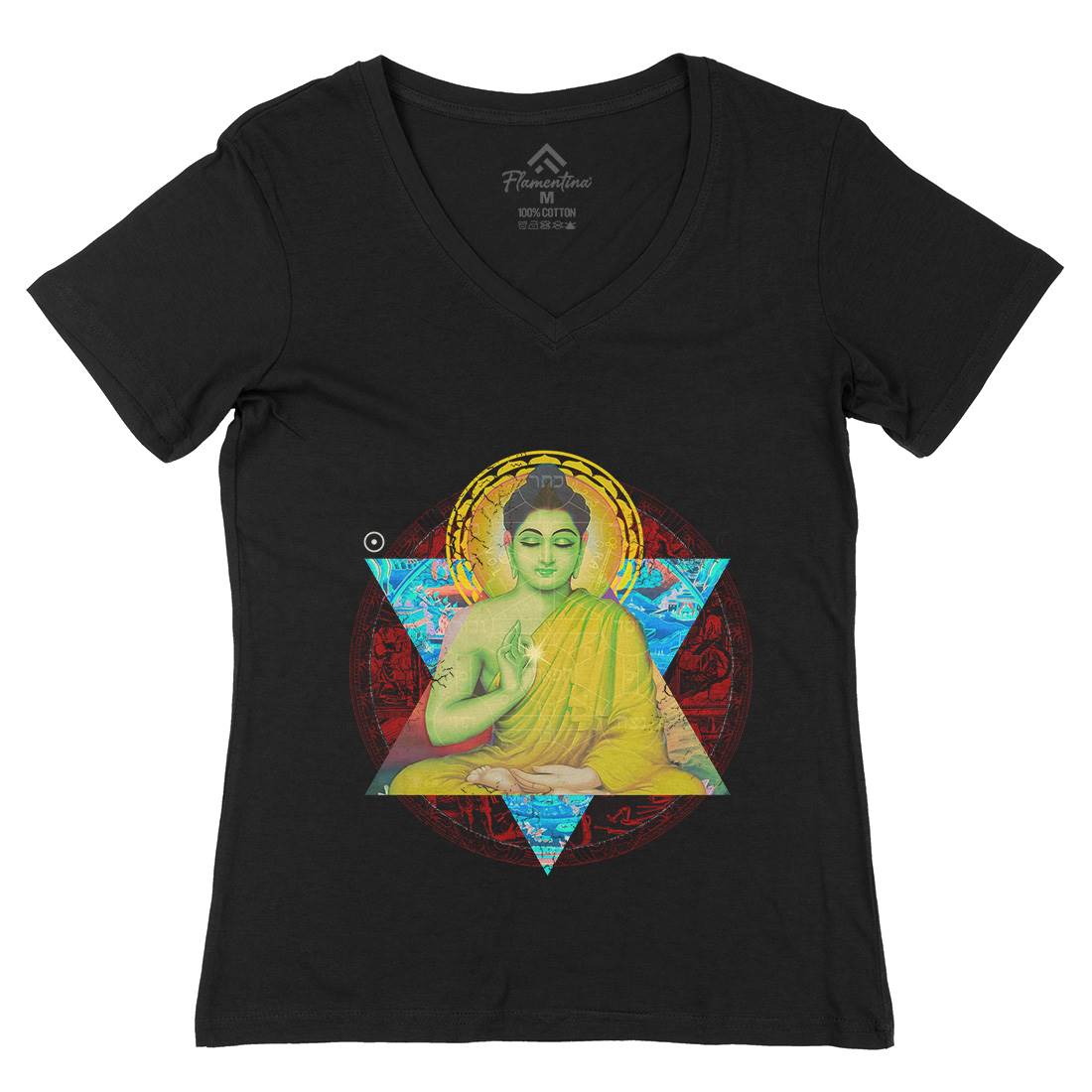 Buddhadharma Womens Organic V-Neck T-Shirt Illuminati A812