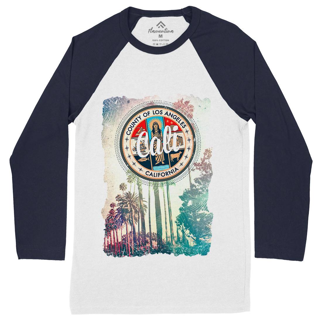 Cali Mens Long Sleeve Baseball T-Shirt Art A814