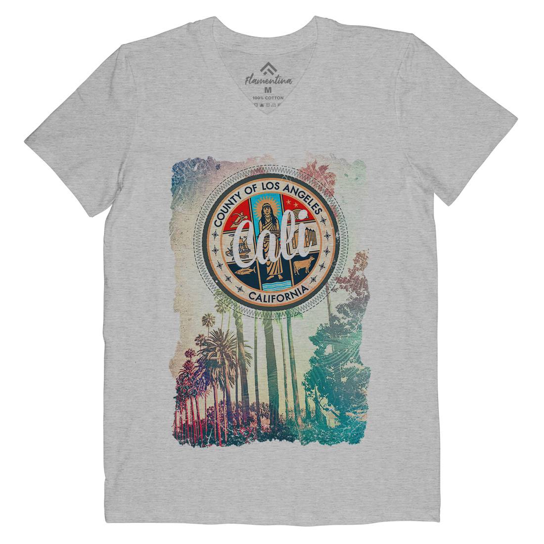 Cali Mens Organic V-Neck T-Shirt Art A814