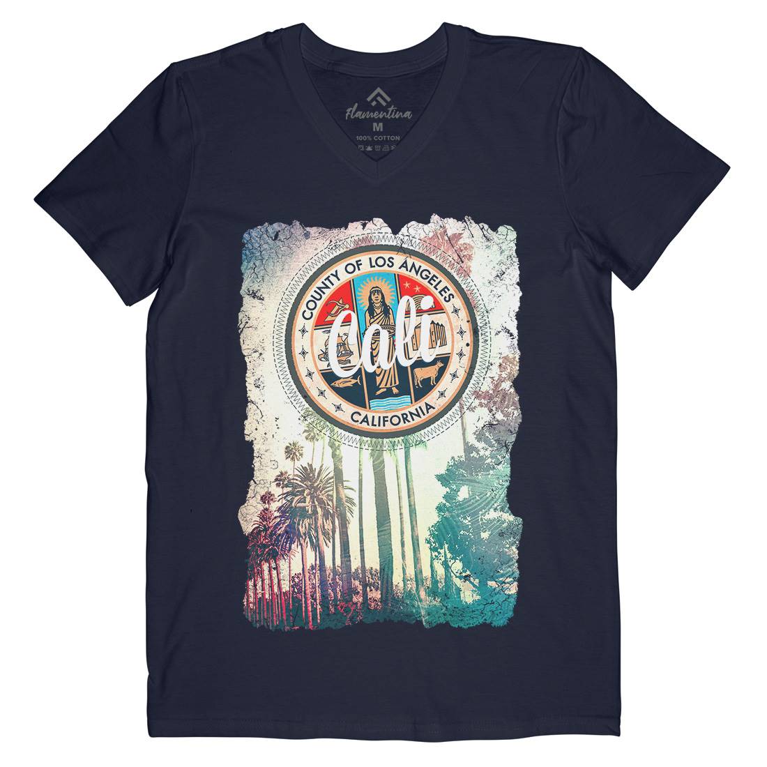 Cali Mens Organic V-Neck T-Shirt Art A814