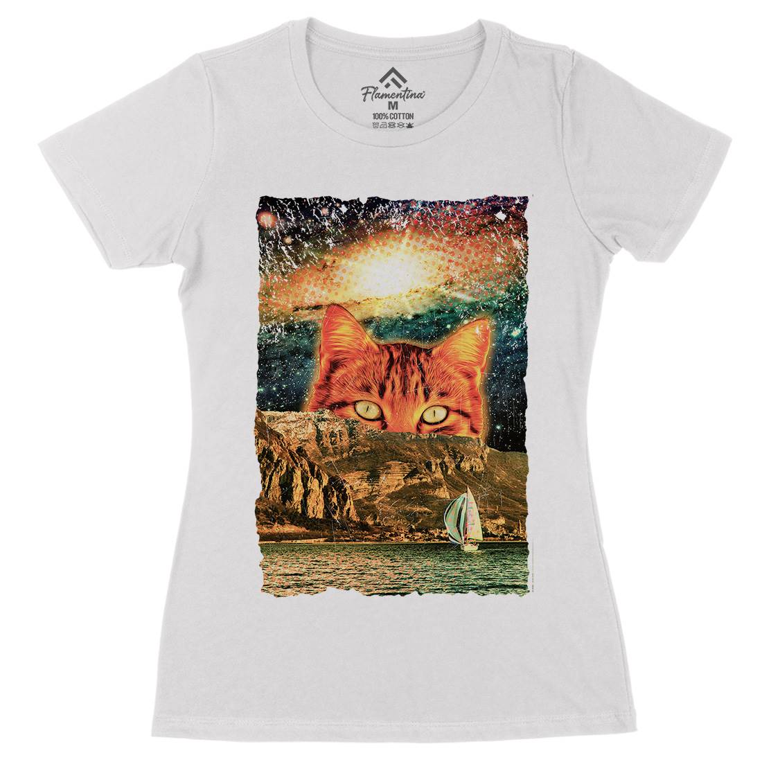 Catastic Trip Womens Organic Crew Neck T-Shirt Space A815