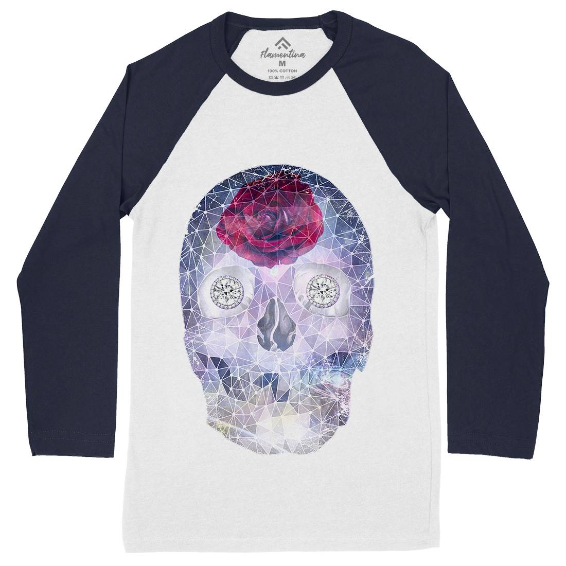 Crystal Skull Mens Long Sleeve Baseball T-Shirt Space A816