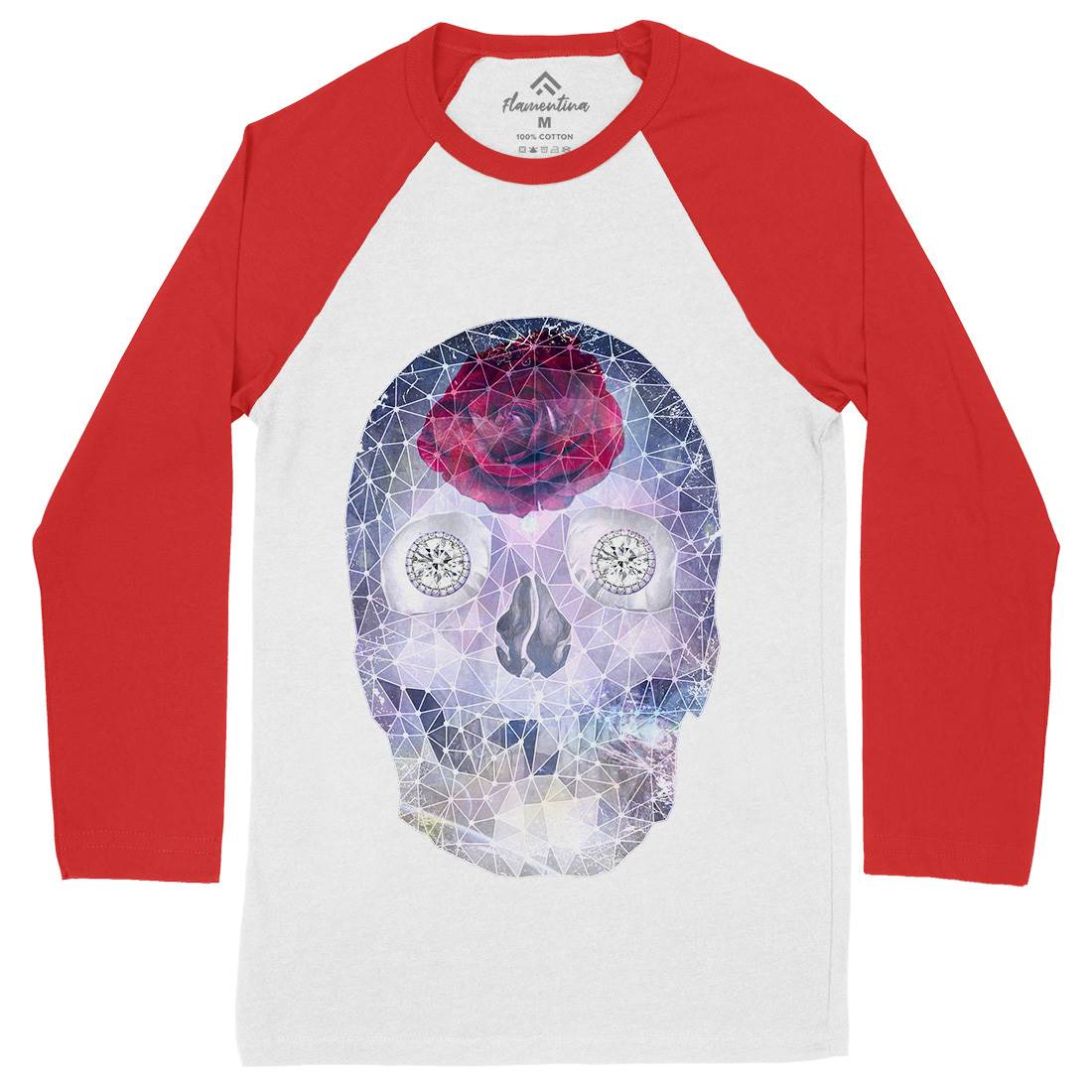 Crystal Skull Mens Long Sleeve Baseball T-Shirt Space A816