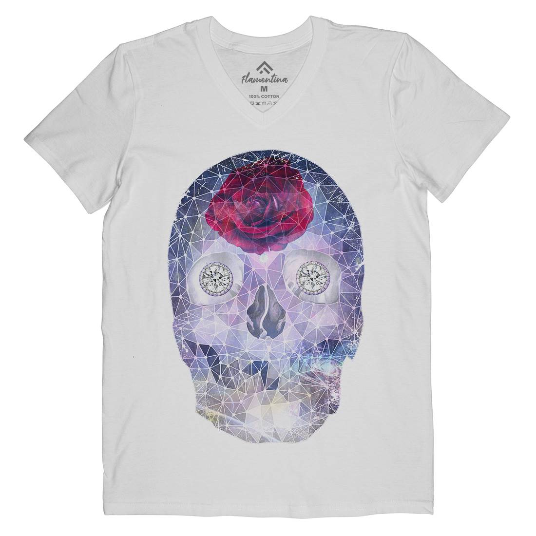 Crystal Skull Mens Organic V-Neck T-Shirt Space A816