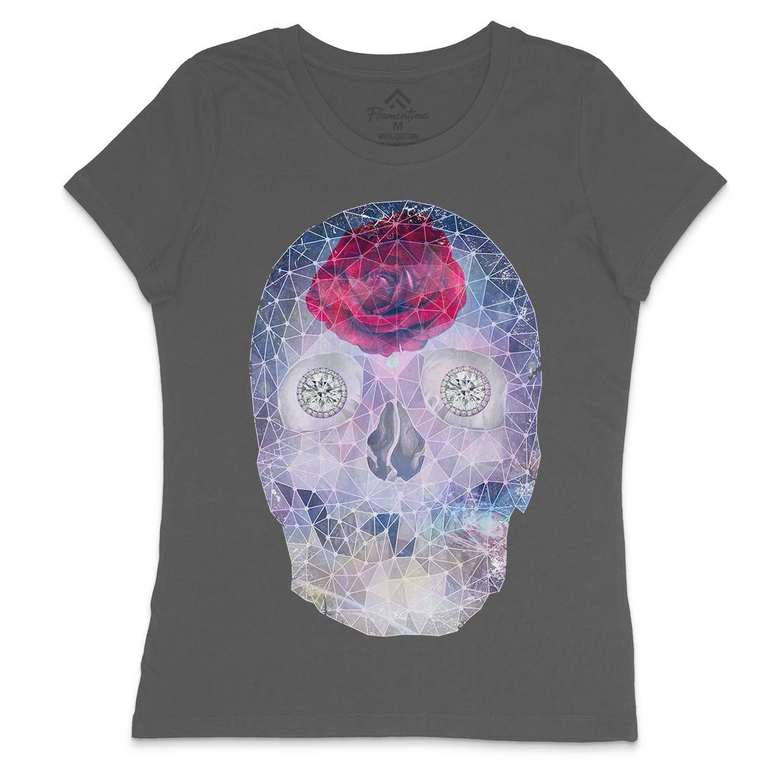 Crystal Skull Womens Crew Neck T-Shirt Space A816