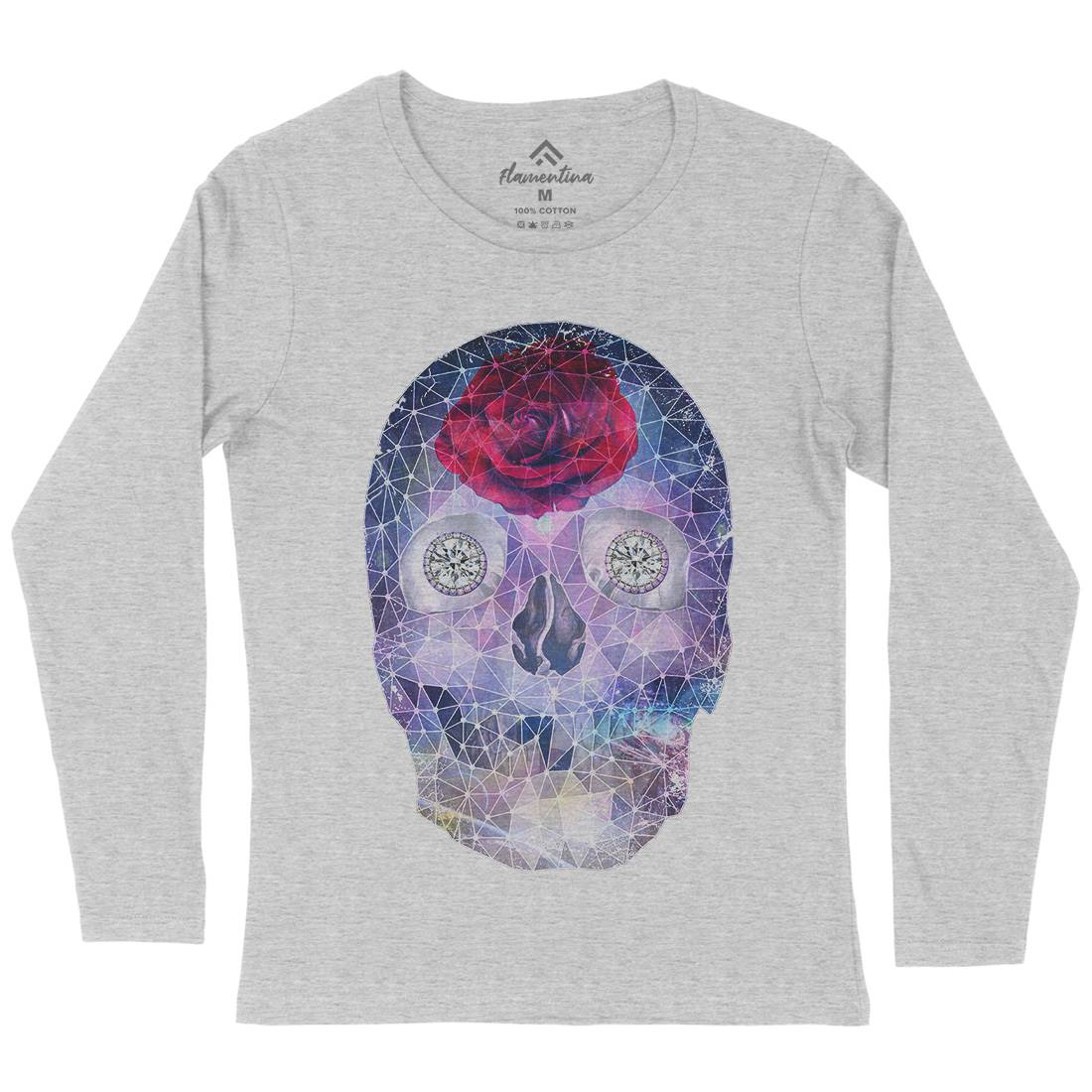 Crystal Skull Womens Long Sleeve T-Shirt Space A816