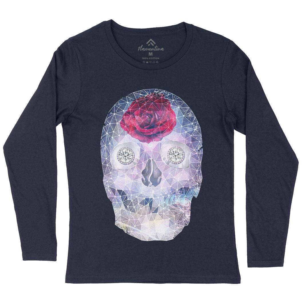 Crystal Skull Womens Long Sleeve T-Shirt Space A816
