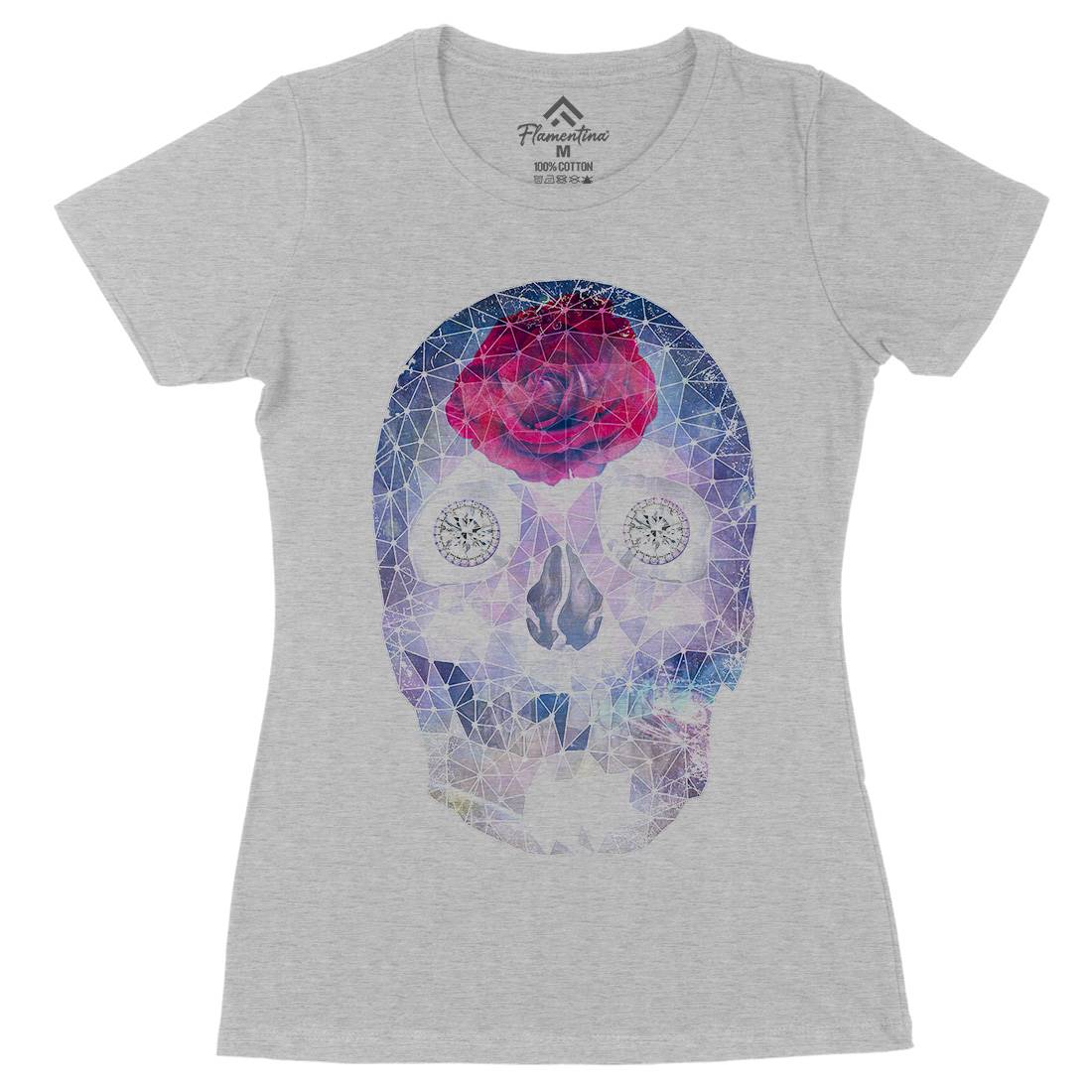 Crystal Skull Womens Organic Crew Neck T-Shirt Space A816