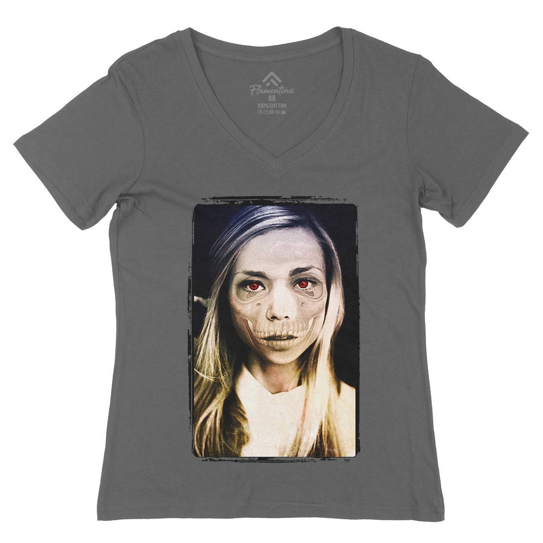 Dead Girl Womens Organic V-Neck T-Shirt Art A818