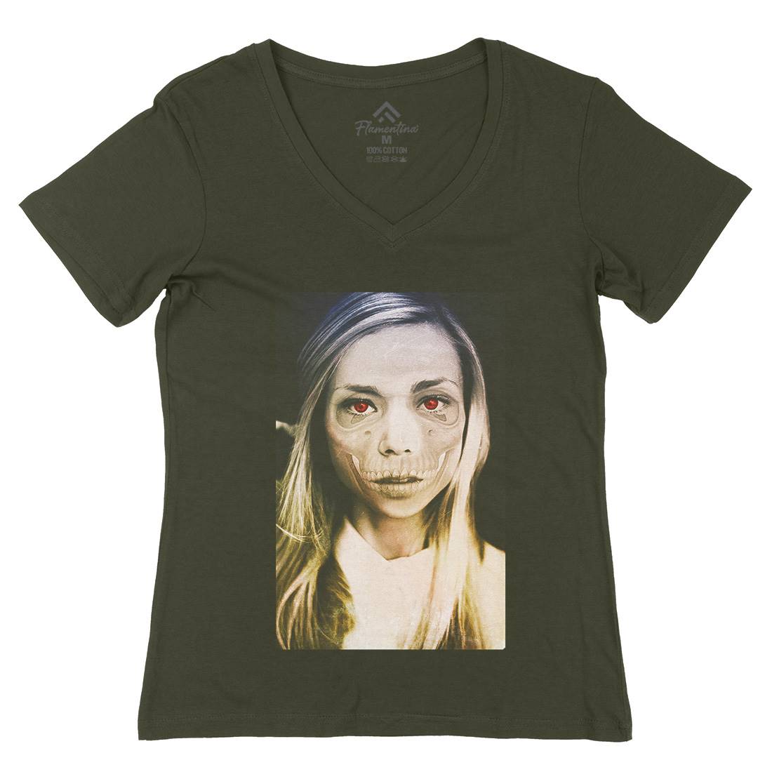 Dead Girl Womens Organic V-Neck T-Shirt Art A818