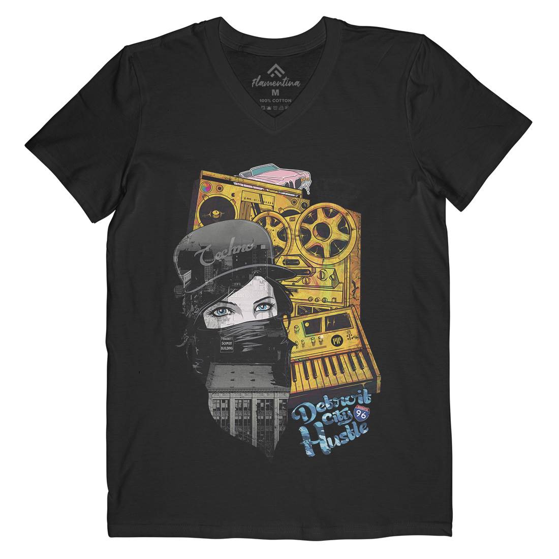 Detroit Hustle Mens V-Neck T-Shirt Art A821