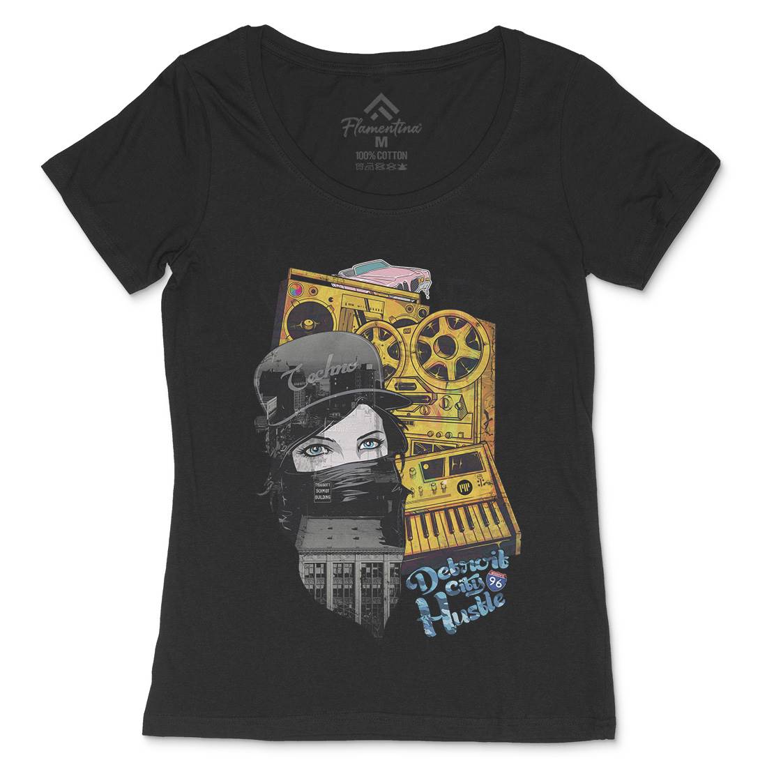Detroit Hustle Womens Scoop Neck T-Shirt Art A821