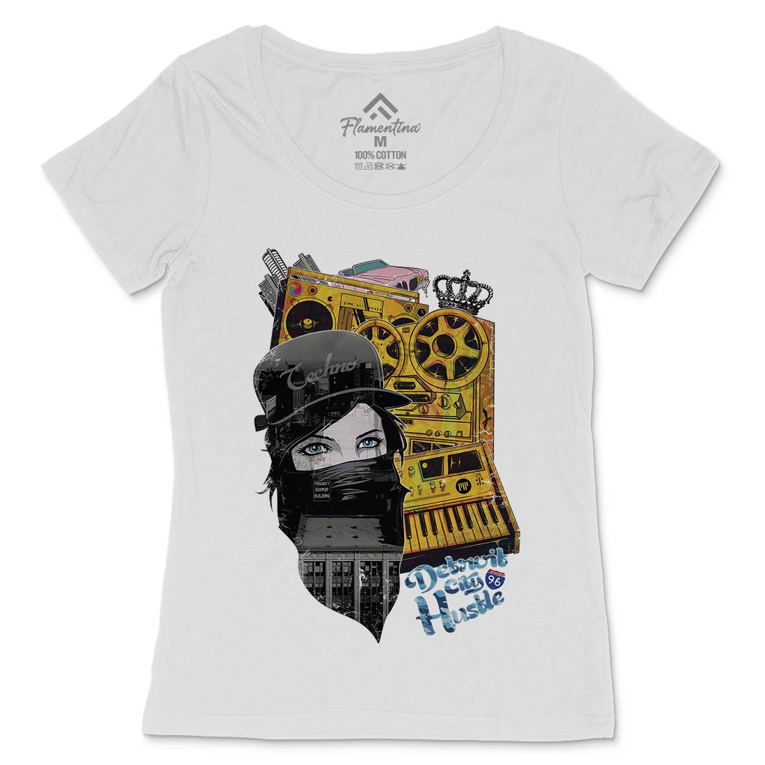Detroit Hustle Womens Scoop Neck T-Shirt Art A821