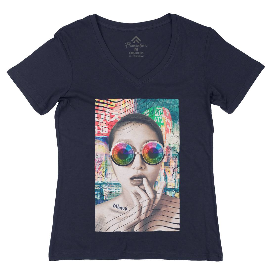 Dilated In Tokyo Womens Organic V-Neck T-Shirt Art A822