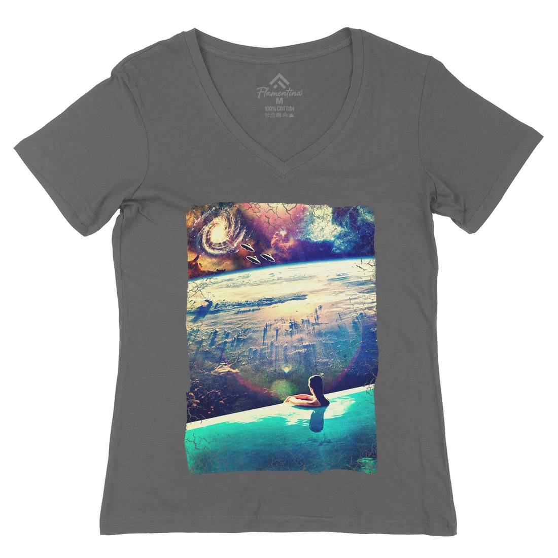 Dive Womens Organic V-Neck T-Shirt Space A823