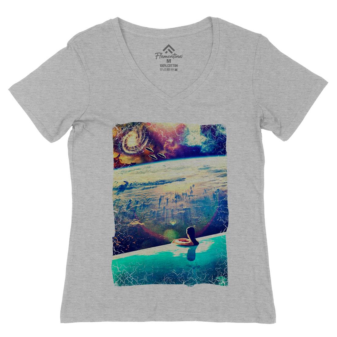 Dive Womens Organic V-Neck T-Shirt Space A823