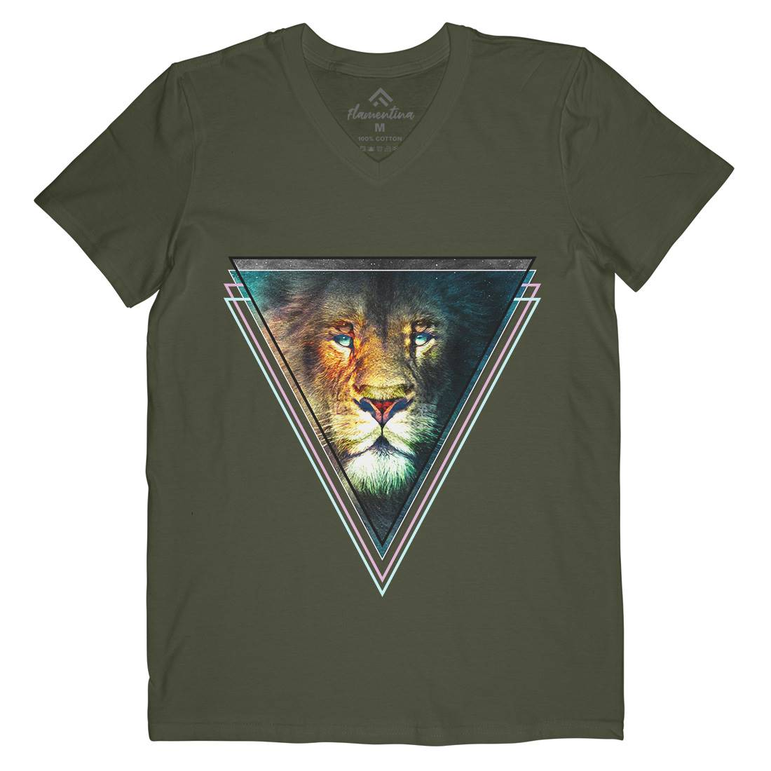 Double Vision Mens Organic V-Neck T-Shirt Space A825