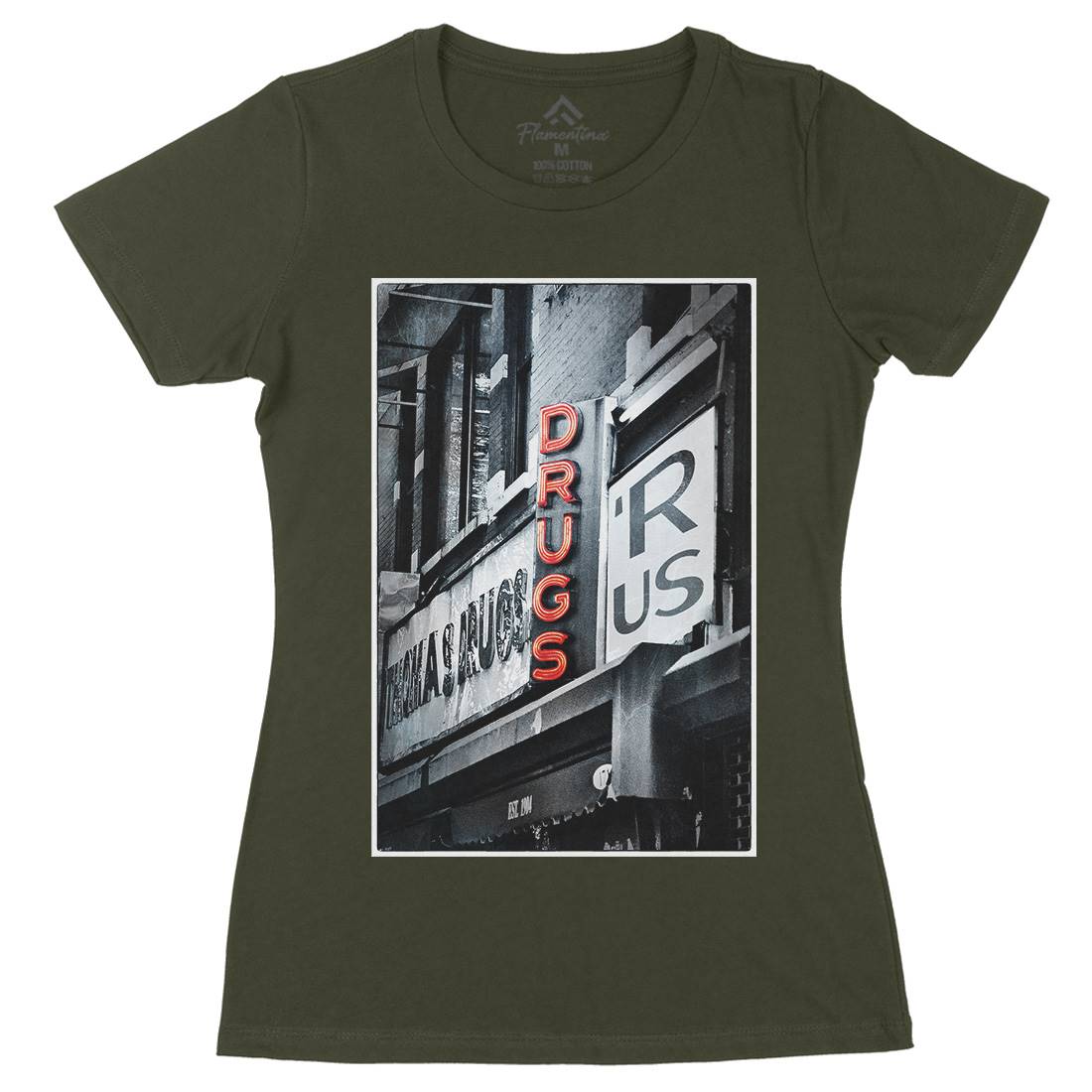 Drugs R Us Womens Organic Crew Neck T-Shirt Art A827
