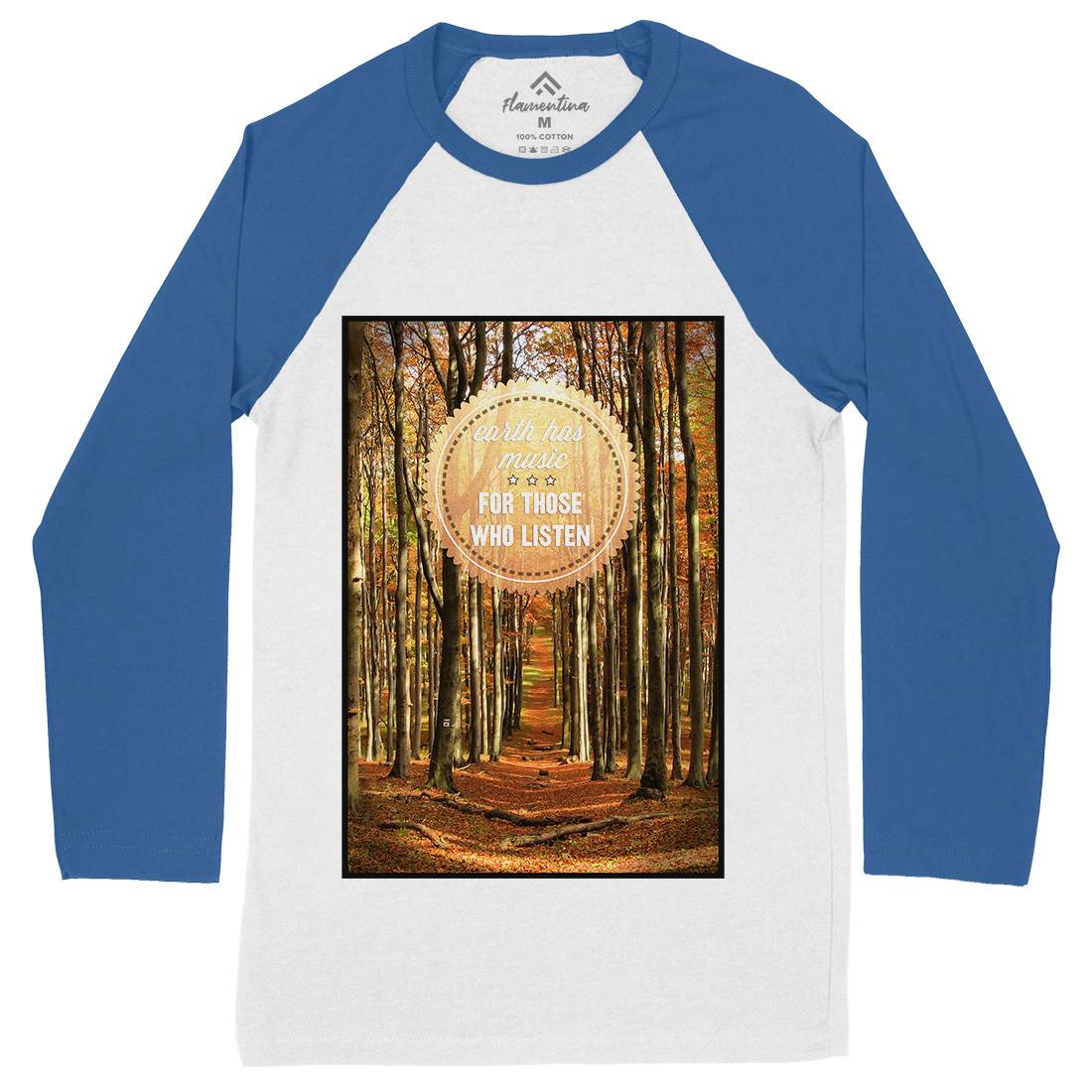 Earth&#39;s Music Mens Long Sleeve Baseball T-Shirt Nature A829