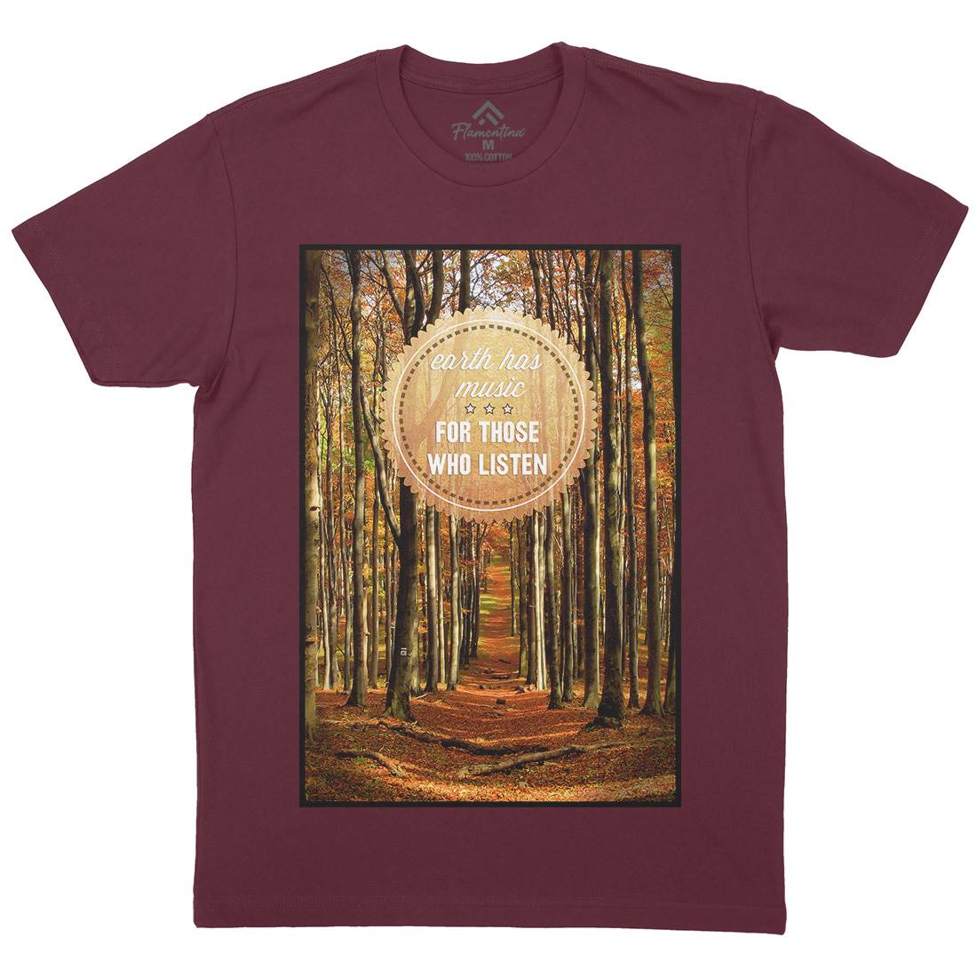 Earth&#39;s Music Mens Organic Crew Neck T-Shirt Nature A829