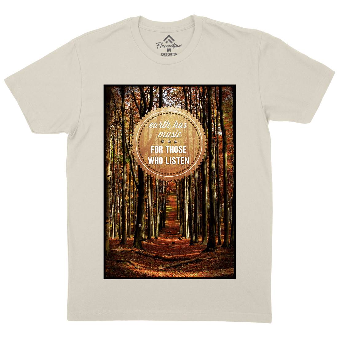 Earth&#39;s Music Mens Organic Crew Neck T-Shirt Nature A829