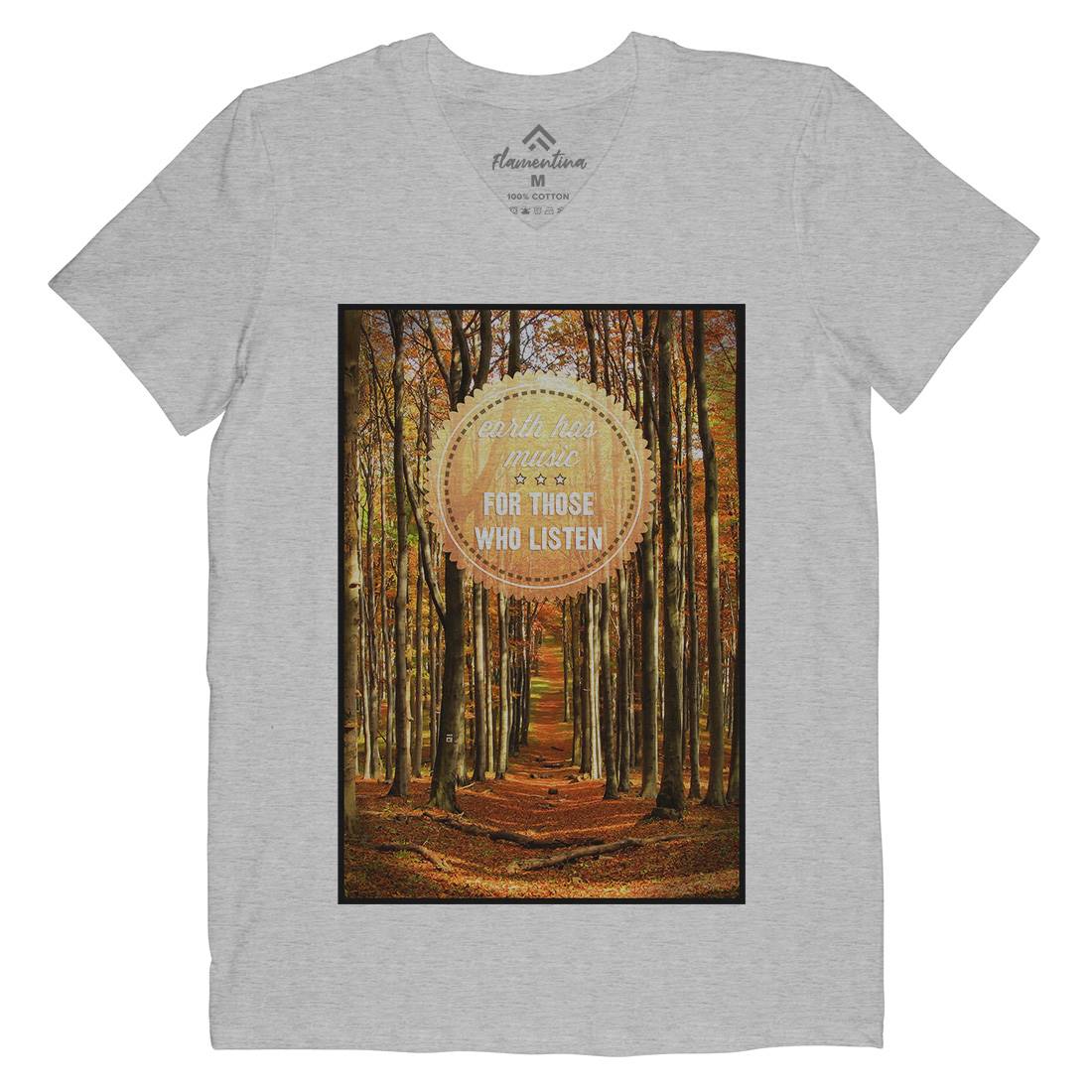 Earth&#39;s Music Mens V-Neck T-Shirt Nature A829