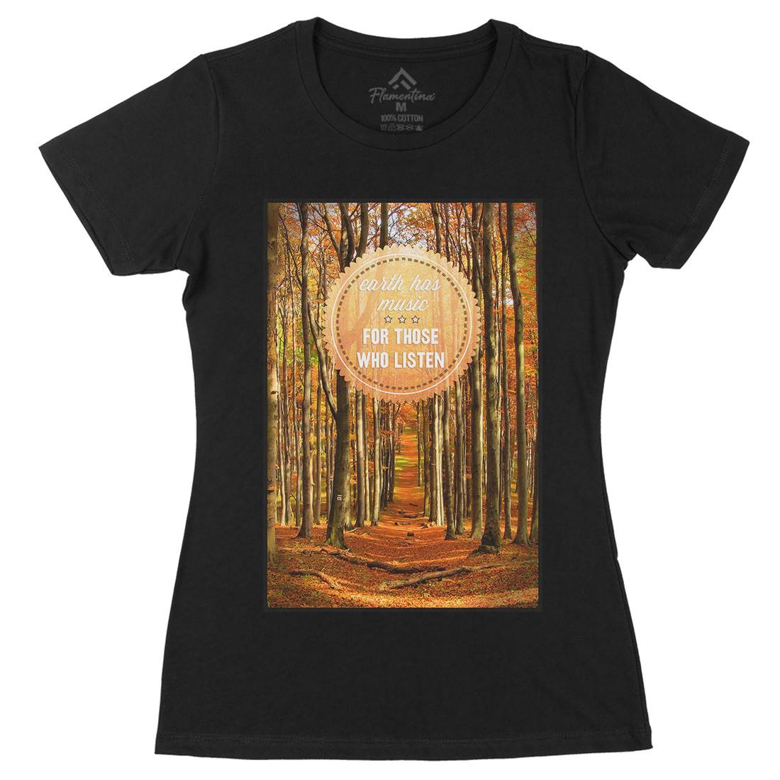 Earth&#39;s Music Womens Organic Crew Neck T-Shirt Nature A829