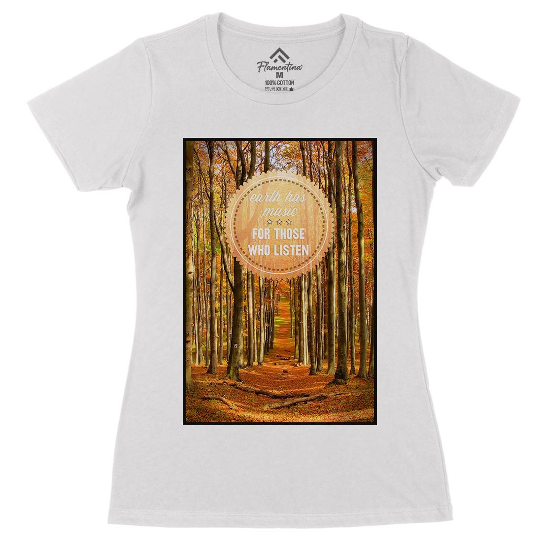 Earth&#39;s Music Womens Organic Crew Neck T-Shirt Nature A829