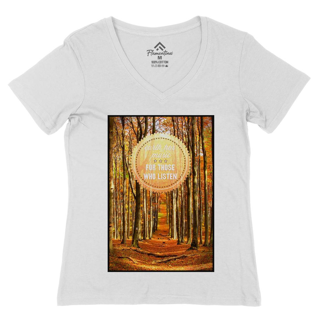 Earth&#39;s Music Womens Organic V-Neck T-Shirt Nature A829