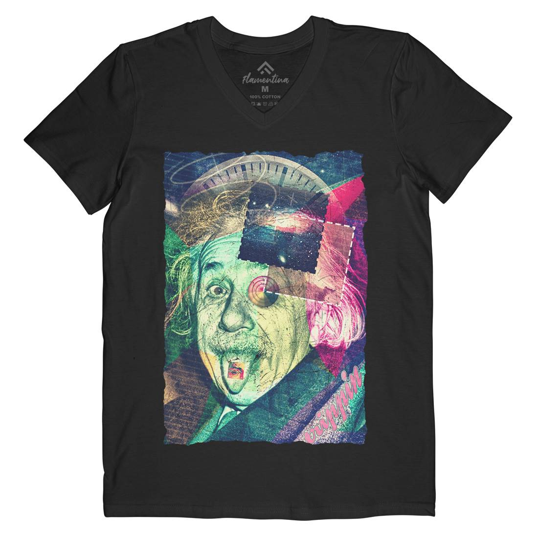 Einstein&#39;s Secret Mens Organic V-Neck T-Shirt Space A830