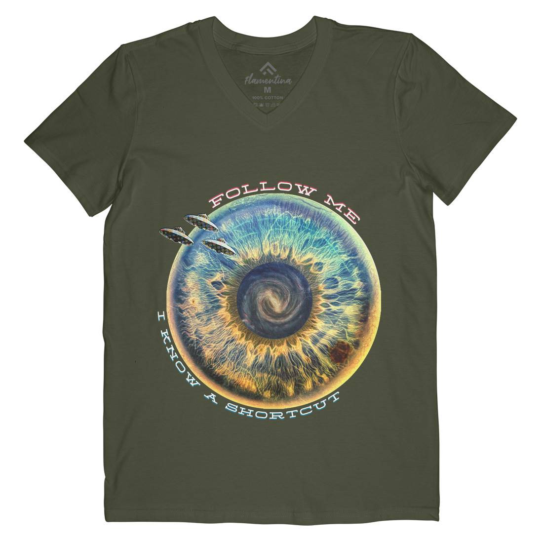 Follow Me Mens Organic V-Neck T-Shirt Space A836