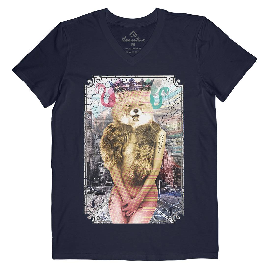 Foxy Thing Mens Organic V-Neck T-Shirt Art A837